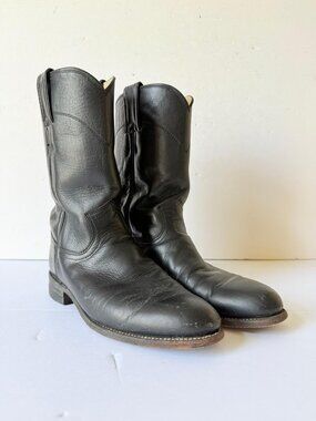 Vintage Justin Black Ropers Cowboy Boots Womens 6.5 - Black Justin Boots  L3703
